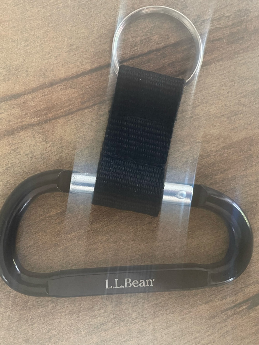 L.L. Bean Black Tote Bag Charm Holder Key Clip Chain with Webbing Loop